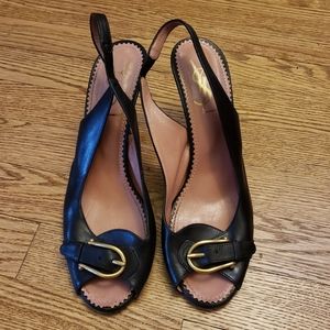 YSL Yves Saint Laurent slingback buckle heels